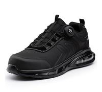 Black Hammer Vortex Men's Work Trainers: Lightweight S1P Steel Toe Safety Shoes - Quick-Release Twist Lace, Water Resistant, Air Bubble Comfort Sole (6 UK) Black