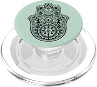 Black Hamsa Hand of Fatima Green PopSockets PopGrip for MagSafe