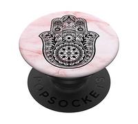 Black Hamsa Hand of Fatima Pink White PopSockets PopGrip: Swappable Grip for Phones & Tablets