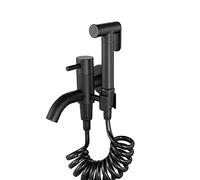 Black Hand Held Bidet Sprayer Single Handle Cold Kit Wall Mounted Brass Bathroom Cloth Diaper Washer Portable Rust Proof Shower Head with Bathtub Faucet