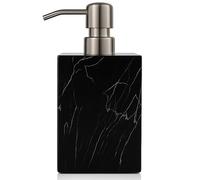 Black Hand Soap Dispenser 500ml with Marble Finish - Soap Dispenser Bathroom & Kitchen, Premium Resin Hand Wash Dispenser with Stainless-Steel Pump
