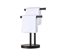 Black Hand Towel Holder Stand, Double Towel Rack T-Shape Hand Towel Stand for Bathroom Countertop, SUS304 Stainless Steel (Matte Black) SHUNLI