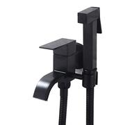 Black Handheld Bidet Sprayer for Toilet Wall-Mounted Brass Kit with Single Cold Water Ideal for Cloth Diapers & Personal Hygiene Bathroom Essential