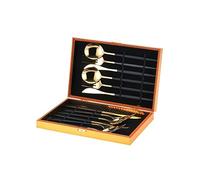 Black Handle Stainless for 4 People 12-Piece Cutlery with Design Ergonomic Curved Reinforced Coating Dishwasher Safe Ideal Formal Dinners Casual Meals and Gifts