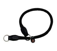 Black HandMade Strong Rope Rolled Slip Dog Choker Collars with black leather (27.5")