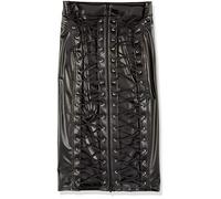 Black Handmade Wet Look Skirt with Lacing F152 Size XL