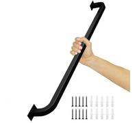 Black Handrail for Indoor/Outdoor Stairs - Industrial Square Pipe Railing Galvanized Steel Wall Baluster Sturdy Stair Railings for Safe Access & Modern Decor