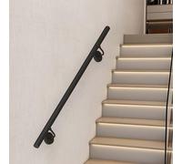 Black Handrail for Stairs,80cm 1m 120cm 1.5m 180cm 2m 240cm 3m Wall Mounted Staircase Banister Railing Support Rod for Villa Loft Corridor Step Deck Safety Grab Bar(11ft/330cm)