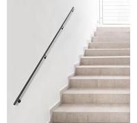 Black Handrails for Stairs 1m to 6m Non Slip Safety Hand Rails for Indoor Outdoor Stair Railing Galvanized Iron Pipe Bannister Round Metal Handrail