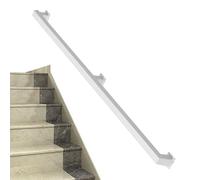 Black Handrails for Stairs - 30cm 2.4cm 3m 4m 6m Stair Railing Metal Wrought Iron Staircase Banister Hand Rails Wall Mount Safety Grab Rail - Complete Kit(White,8.2ft/250cm)