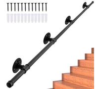 Black Handrails for Stairs, Magtctyae Stairs Handrail Kit 3.35M/11FT Stair Banister and Railings Exterior Handrail Outdoor Safety Handrails Staircase Hand Rail Stair Hand Rails with Fittings Indoor