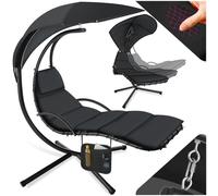 Tectake Hanging Chair Elaria - Large Sun Canopy w/ Uv-protection, Sturdy, Black