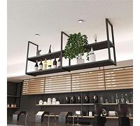 Black Hanging Floating Shelves - Iron Plant Stand & Wine Rack, American Style Double Storage Solution, Easy Installation for Home Decor and nization