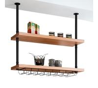 Black Hanging Shelf Wine Rack, Ceiling-Mounted Storage Shelves for Bar, Kitchen Pot Rack 60/80/100/120 cm, Creative Floating Shelves for Home Decor
