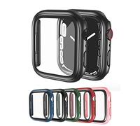 Black Hard Case with Tempered Glass Screen Protector, Transparent Case Ultra-Thin Shockproof Overall Protective Cover Compatible for Apple Watch Series 7, iWatch 3D Glasss Case, 2 Pack 45mm