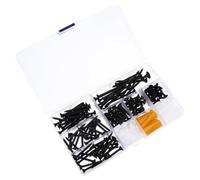 Black Hardened Cross Countersunk Self Tapping Screws Set | Thin Iron Materials and Wood, Iron Parts with Plastic Caps, Professional Repair Shops and Home Use