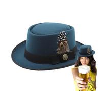 Black Hat Oktoberfest Costume - German Bavarian Oktoberfest Costume, Oktoberfest Outfits for Women, Oktoberfest Costume Accessories with Feathers Emblems for Okt