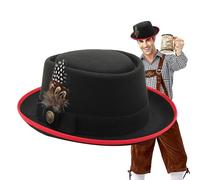 Black hat, Oktoberfest hat, Oktoberfest costume, German Bavarian Oktoberfest costume, Oktoberfest costume accessories with feathers, emblems, for Okt