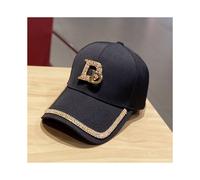 (Black) Hat Womens Letter Circular Sunscreen Breathable Cotton Woven Hat Cap Cap