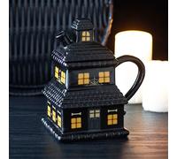 Black Haunted House Mug - Spooky Haunted House Design, 480ml Capacity, Perfect for Halloween Lovers, Ideal for Coffee & Hot Cocoa, Hand Wash Only