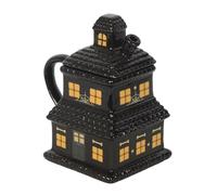 Black Haunted House Mug - Spooky Haunted House Design, 480ml Capacity, Perfect for Halloween Lovers, Ideal for Coffee & Hot Cocoa, Hand Wash Only
