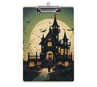 Black Haunted Mansion Clipboard, A4 Acrylic Clipboard with Hanging Hole, Ultra-Light Clip Board - Holds 100 Sheets, Shatterproof Document Holder for Office, 12.5" X 8.5"