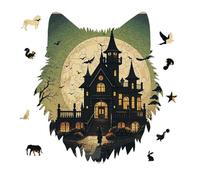 Black Haunted Mansion Jigsaw Puzzle 175PCS Wolf Head Design Puzzle Wooden Jigsaw Puzzles for Adults Families