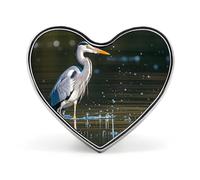 Black Haunted Mansion Lapel Pin - Heart Shape Brooch Pins for Men & Women Suit Accessories, 1" Lightweight Enamel Lapel Pins Buttons for Backpacks, Hats, Bags, Lanyards, Gray Heron Print in Water
