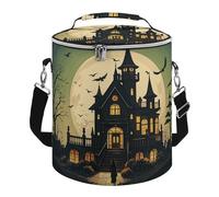 Black Haunted Mansion Lunch Bag, 15L Portable Leakproof Picnic Basket with Shoulder Strap, Insulated Picnic Cooler Bag for Camping, Beach, Hiking & Groceries