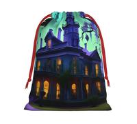 Black Haunted Mansion Print Functional Gift Storage Bag Eco-Friendly Comfortable Touch Outdoor Activities Use