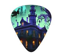 Black Haunted Mansion Print Guitar Pick for Men Women Triangle Instrument Accessories Plectrums(12pcs One sided)