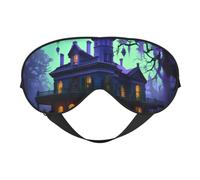 Black Haunted Mansion Print Outdoor Travel Stylish Eye Mask Adjustable Sleep Camping Meditation Relaxation