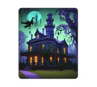 Black Haunted Mansion Print Rectangle Mouse Pad, Non-Slip Rubber Base Mouse Pad, 12 X 10 In
