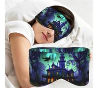 Black Haunted Mansion Print Sleep Mask,Coverage Eye Mask,Soft Breathable Blindfold for Travel Nap Work