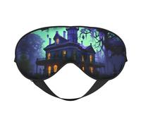 Black Haunted Mansion Print Soft Eye Mask Beneficial Block Light Nap Night Use Travel Camping Meditation Yoga