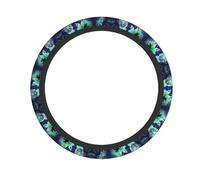 Black Haunted Mansion Print Steering Wheel Cover Non-Slip Ergonomic Design Decoration Car Interior Accessory