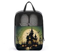 Black Haunted Mansion Shoe Bag Waterproof & Breathable Shoe Pouch for Travel, Portable Carry Case for Sports Sneakers, Gym, Vacation