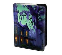 Black Haunted Mansions Printing Passport Holder, Travel Essentials,Card And Passport Anti Theft Wallet,Sized To Fit All Standard Passports