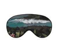 Black Hawaii Pictures Sleep Mask Light Blocking Eye Cover Polyester Eye Mask with Elastic Strap Blindfold for Side Sleeper Sleeping Masks Face Hugging for Women Men Travel