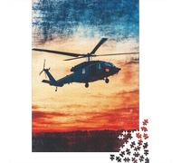 Black Hawk Helicopter 1000-Piece Puzzle for Adults, 70x50cm/1000pcs; White Card Pieces for Tidy Handling; for A Quiet Evening Project at Home