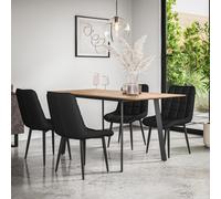 (Black) Haydon Extending Oak Effect Dining Table Set w 4-6 Nova Faux Leather Chairs