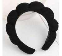 Black Headband for Washing Face, Makeup, Bubble Skincare. Terry Cloth Soft Puffy for Women Makeup Removal, Shower, Facial Mask.