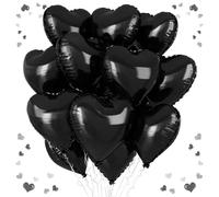 Black Heart Balloons, 18 Inch Black Heart Shape Balloon, 12PCS Large Black Helium Foil Heart Romantic Balloons for Birthday Graduation Marriage Wedding Bridal Engagement Party Anniversary Decoration