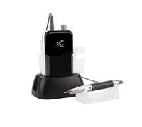 Black Heart Desktop Br hless Cordless Base LED Logo Electric Nail Drill Machine 35000rpm for Manicure Rechargeable Battery(Rectangle-white base)