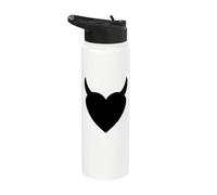 Black Heart Devil Horns Funny Mischievous Trouble Maker Goth Stainless Steel Insulated Water Bottle