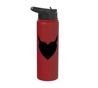 Black Heart Devil Horns Funny Mischievous Trouble Maker Goth Stainless Steel Insulated Water Bottle