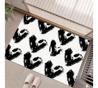 Black Heart Door Mats 60 X 90 Cm, Washable Indoor Doormat Tpr Non-Slip, Dirt Trapper Front Door Mat Inside, Modern Minimalism Super Absorbent Entrance Rug For Entryway, Pets And Dogs - White
