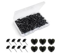 Black Heart Drawing Pins, Push Pins for Cork Board 120 Count Thumb Tacks Cute Decorative for Notice Board, Wall Map Pins for Home/Office/School Supply With Reusable Box