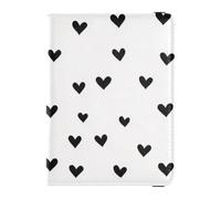 Black Heart Pattern Passport Holder for Travel with Credit Card Holder Slots RFID Passport Book Holders PU Leather Travel Accessories for Women Men