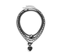 Black Heart Trinket Necklace Border Sweet & Cool Style Black Heart Necklace for Women - Trendy Hip-Hop Y2K Choker Set